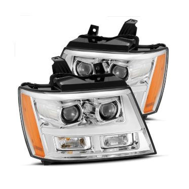 AlphaRex PRO-Series Chrome Projector Headlights with Activation Light, Sequential Signal, and DRL for Chevrolet Tahoe/Suburban 2007-2014 & Avalanche 2007-2013 — SKU: ARX880298