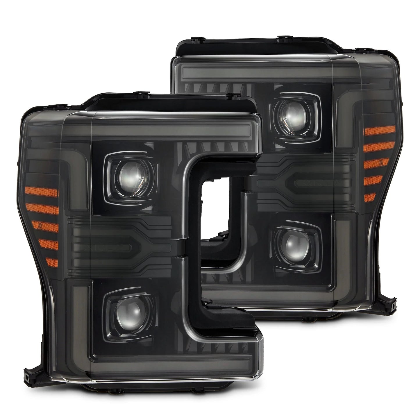 AlphaRex LUXX-Series Alpha-Black LED Projector Headlights w/ Activation Light, Switchback DRL & Sequential Signal for 2017-2019 Ford F-250/F-350/F-450/F-550 Super Duty (AHL-FD18-G2-PL-SA-FLB)
