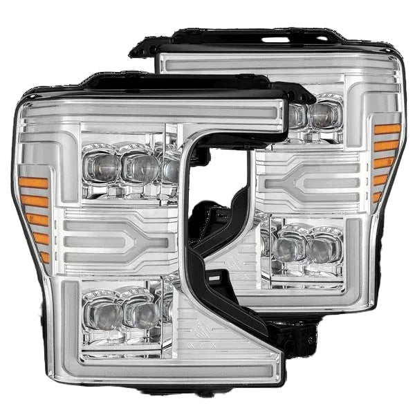 Alpharex Ford F-250/F-350/F-450/F-550 Super Duty (2020-2022) NOVA-Series LED Projector Headlights Chrome / Alpha-Black Housing with Clear Lens (ARX880339)