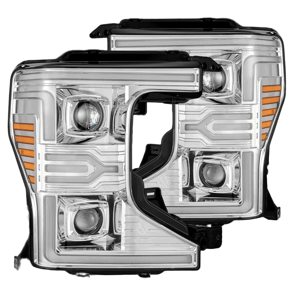AlphaRex Ford F-250/F-350/F-450/F-550 Super Duty (2020-2022) LUXX-Series Chrome LED Projector Headlights w/ Activation Light, Switchback DRL & Sequential Signal (ARX880342)