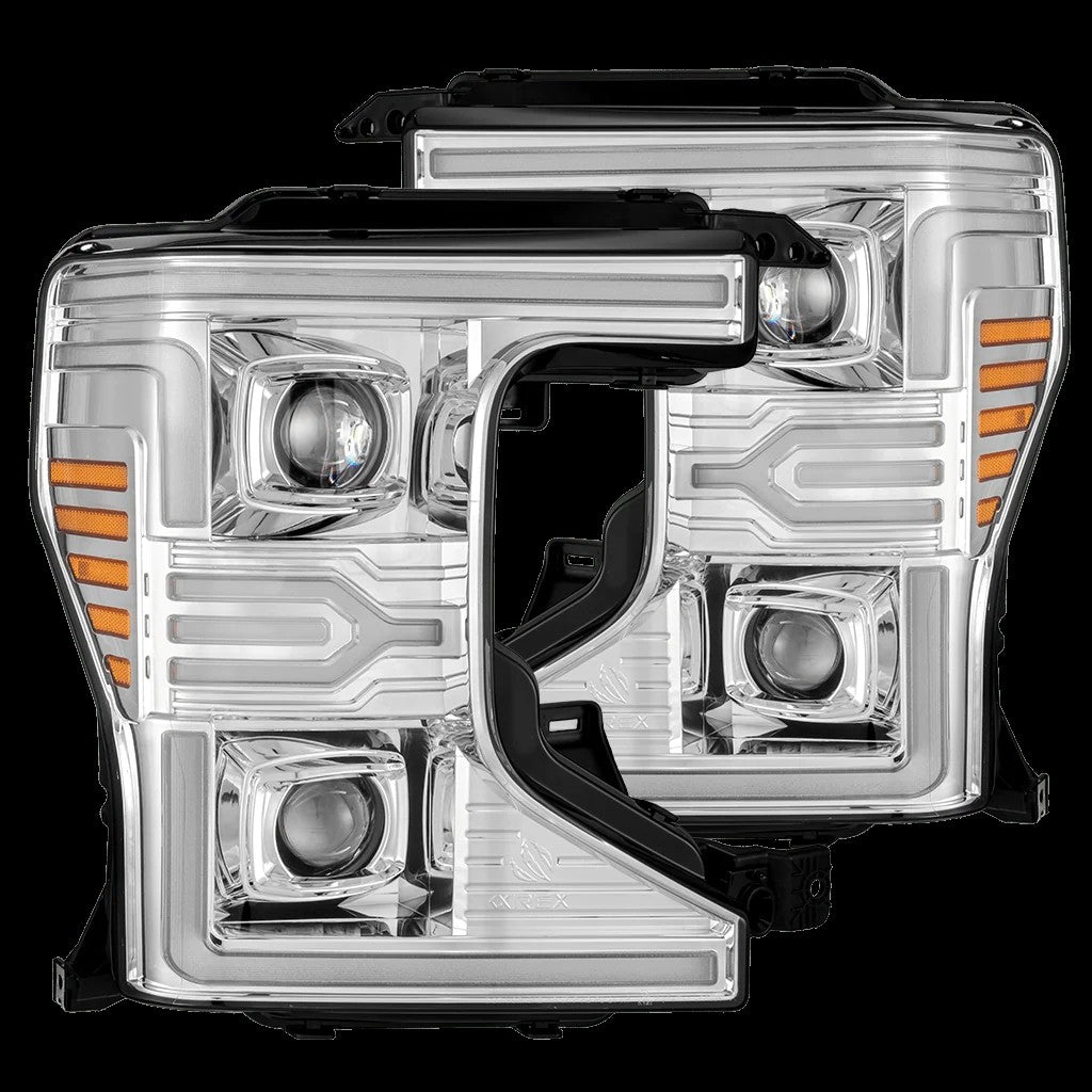 AlphaRex LUXX-Series Chrome LED Projector Headlights w/ Activation Light, Switchback DRL & Sequential Signal for 2020-2022 Ford F-250/F-350/F-450/F-550 Super Duty (AHL-FD20-PL-SA-C)