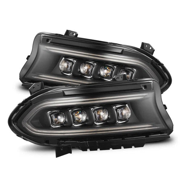 AlphaRex Dodge Ram Charger (2015–2023), NOVA-Series Halogen Projector Headlights Alpha-Black Housing / Clear Lens (MPN: AHL-DC15-N-B) (ARX880499)