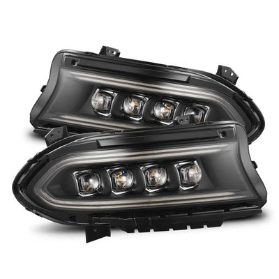 AlphaRex Dodge Ram Charger (2015–2023), NOVA-Series Halogen Projector Headlights Alpha-Black Housing / Clear Lens (MPN: AHL-DC15-N-B) (ARX880499)