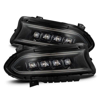 AlphaRex Dodge Ram Charger (2015–2023), NOVA-Series Halogen Projector Headlights Alpha-Black Housing / Clear Lens (ARX880500)