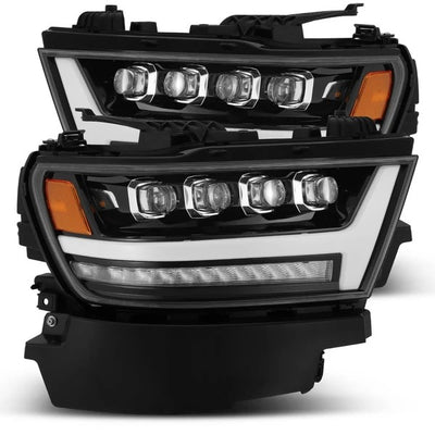 Alpharex Dodge Ram 1500 (2019–2024) NOVA-Series headlights Jet Black Housing / Clear Lens (MK II 2500 Style) excludes Classic, Limited Longhorn, Limited (ARX880516)