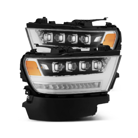 AlphaRex Dodge Ram 1500 2019-2024 LED Chrome Plank Style Projector Headlights Sequential DRL – SKU ARX880517