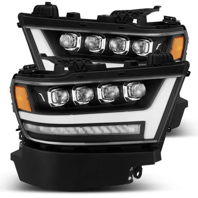 Alpharex Dodge Ram 1500 (2019–2024) NOVA-Series headlights Black Housing / Clear Lens / 2019–2024 Ram Classic Model, Limited Longhorn, Limited, and TRX trims. (ARX880518)