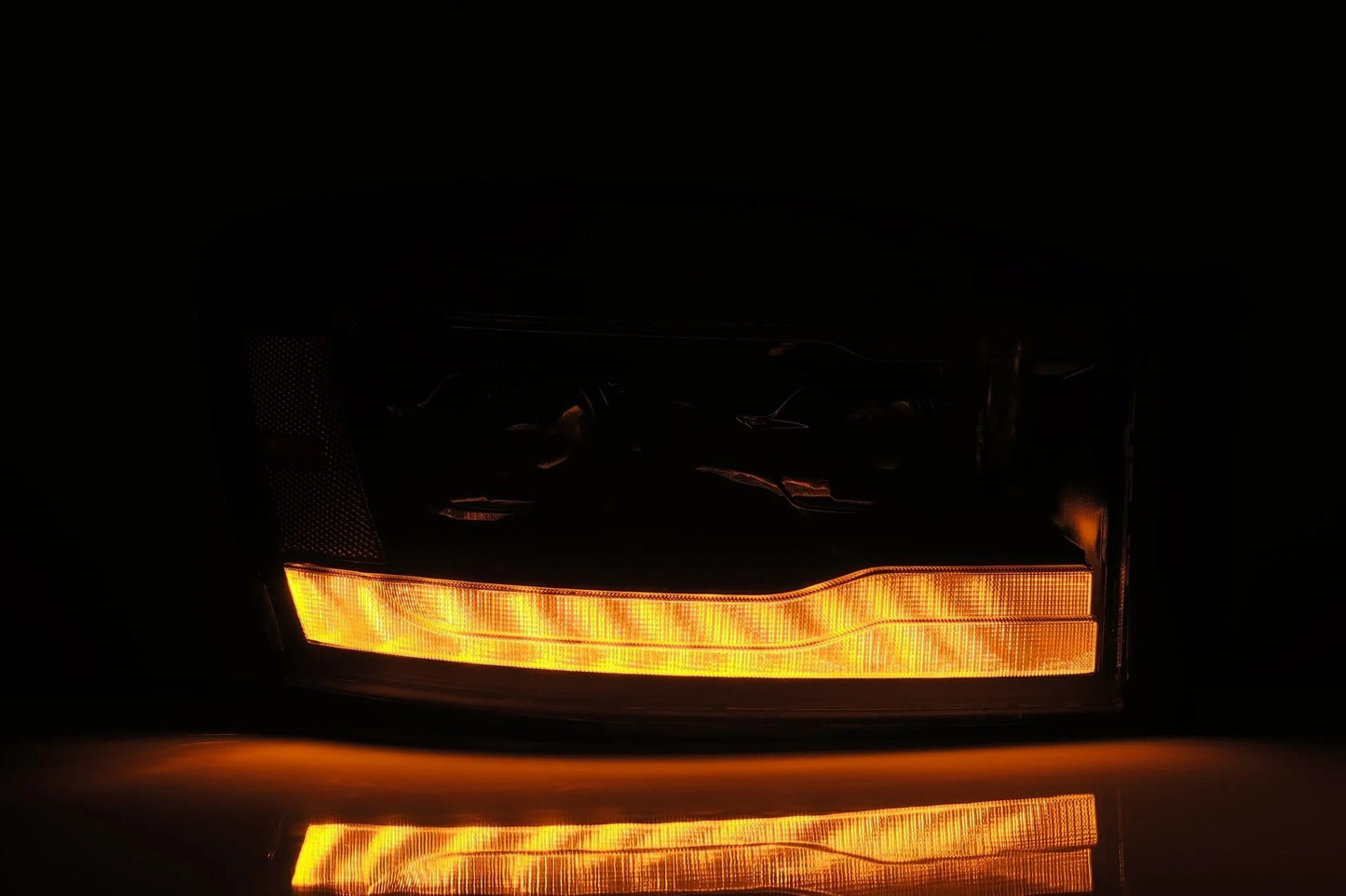 AlphaRex Chrome Plank Style Halogen Projector Headlights w/ Top Bottom DRL & Sequential Signal for 2006-2009 Dodge Ram 1500/2500/3500 (SKU ARX880531 / AHL-DR06-P-S-C)