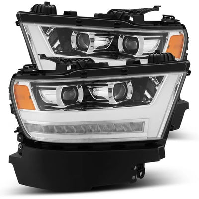 Alpharex Dodge Ram 1500 (2019–2024) LUXX-Series headlights Alpha-Black Housing / Clear Lens (MK II 2500 Style) excludes Classic, Limited Longhorn, Limited (ARX880544)