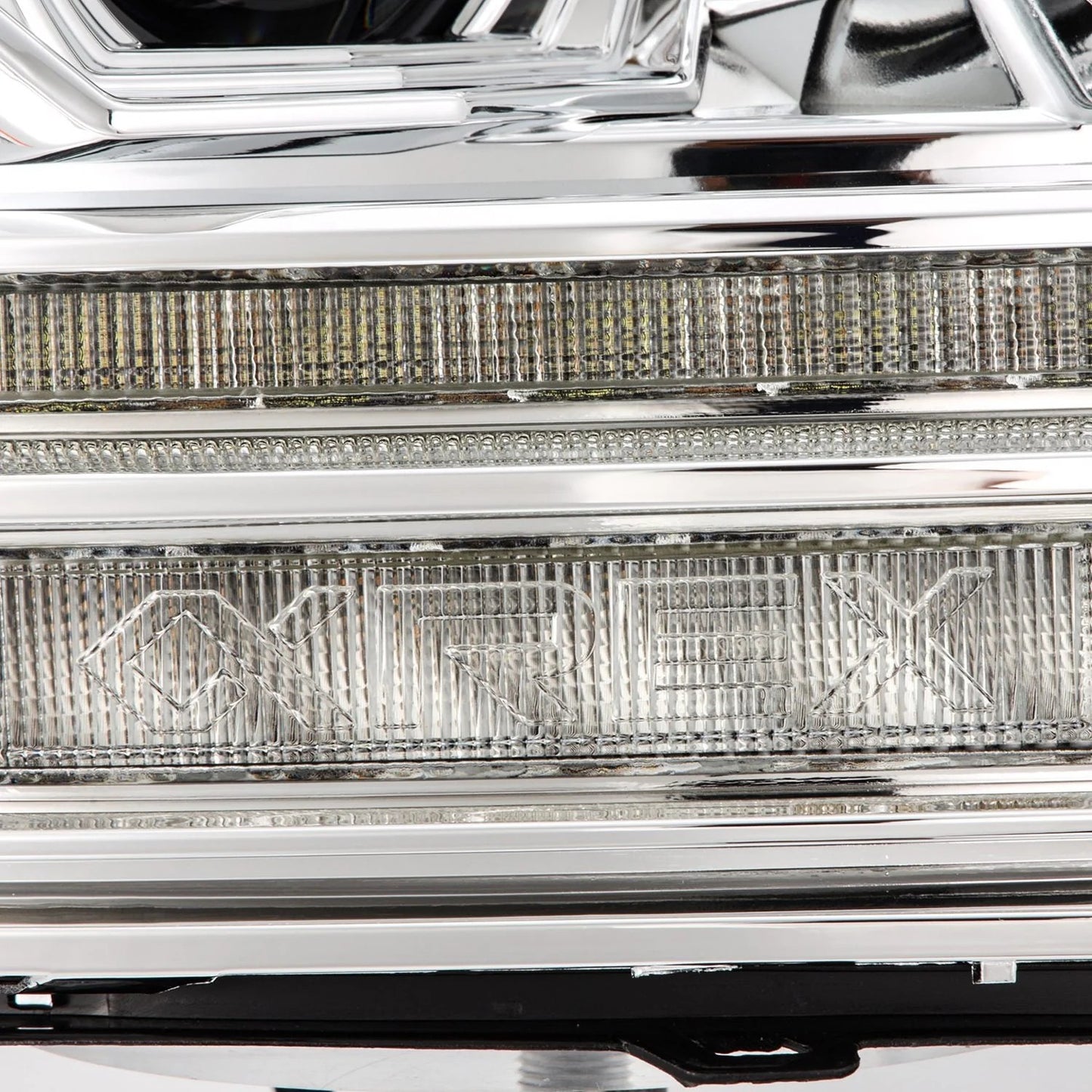 AlphaRex Chrome Plank Style Halogen Projector Headlights w/ Sequential Signal & Top Middle DRL for 2009-2018 Ram 1500 & 2019-2024 Ram 1500 Classic (SKU ARX880562 / AHL-DR09-G5-P-S-C)