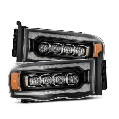AlphaRex Dodge Ram 1500 2500 3500 2002-2005 NOVA-Series Full LED Black Quad Projector Headlights Sequential DRL – SKU ARX880564