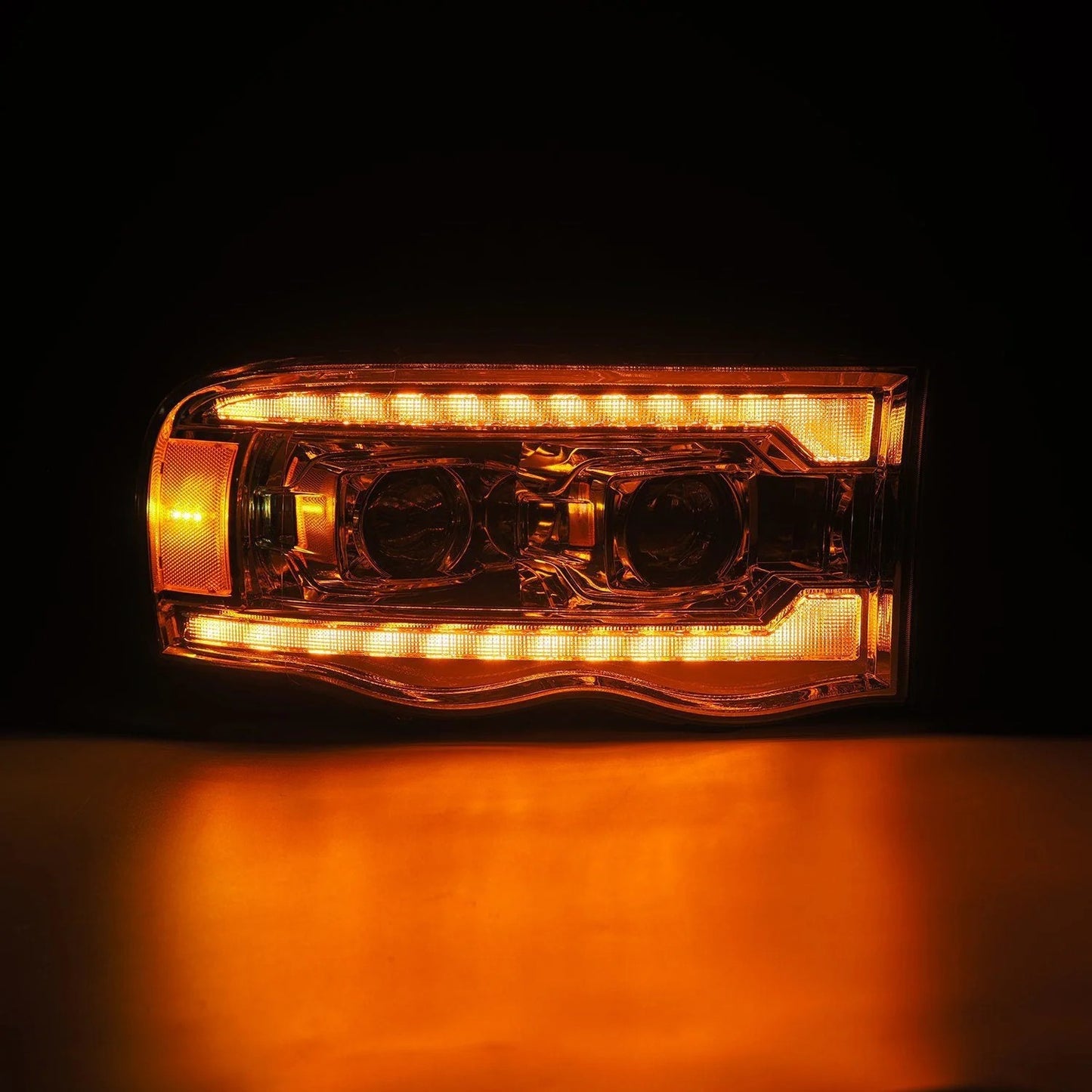 AlphaRex Chrome Projector Headlights w/ Sequential Signal & DRL for 2002-2005 Dodge Ram 1500 & 2003-2005 Dodge Ram 2500/3500 (SKU ARX880571 / AHL-DR02-P-S-C)