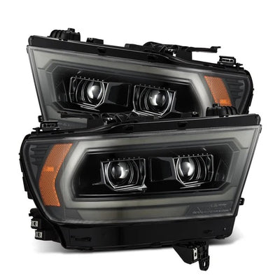 Alpharex Dodge Ram 1500 (2019–2024) PRO-Series headlights Alpha-Black Housing / Clear Lens (MK II 2500 Style) excludes Classic, Limited Longhorn, Limited (ARX880573)