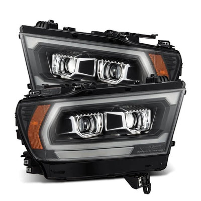 Alpharex Dodge Ram 1500 (2019–2024) LUXX-Series headlights Black MKII Housing / Clear Lens (MK II 2500 Style) excludes Classic, Limited Longhorn, Limited (ARX880576)