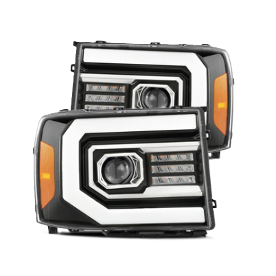 AlphaRex GMC Sierra 1500 2500HD 3500HD 2007-2014 PRO-Series Halogen Gloss Black Projector Headlights – SKU ARX880605