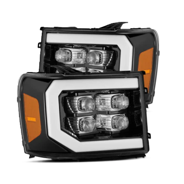 AlphaRex GMC Sierra 1500 2500HD 3500HD 2007-2014 NOVA-Series LED Chrome Plank Style Projector Headlights – SKU ARX880608
