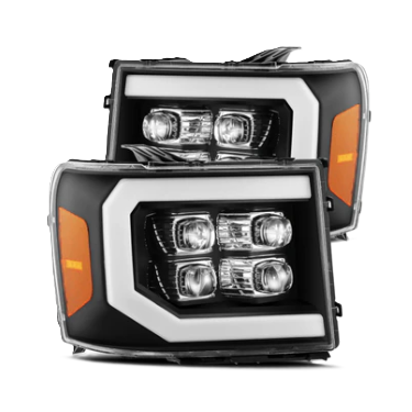 AlphaRex GMC Sierra 1500 2500HD 3500HD 2007-2014 NOVA-Series LED Black Plank Style Projector Headlights – SKU ARX880609
