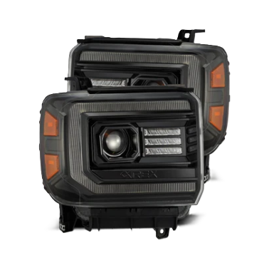 AlphaRex GMC Sierra 1500 2500HD 3500HD 2014-2018 PRO-Series Halogen Alpha-Black Projector Headlights – SKU ARX880612