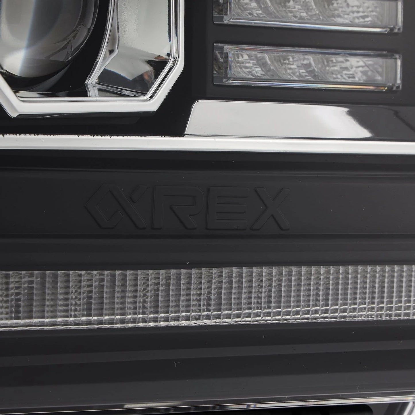 AlphaRex Black Plank Style Halogen Projector Headlights w/ Activation Light, Switchback DRL & Sequential Signal for 2014-2018 GMC Sierra 1500 / 2015-2018 Sierra 2500HD/3500HD (SKU ARX880613 / AHL-GS14-P-S-B)
