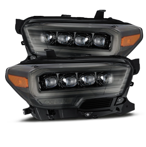 AlphaRex Toyota Tacoma 2016-2021 Plank Style LED Alpha-Black Projector Headlights – SKU ARX880705
