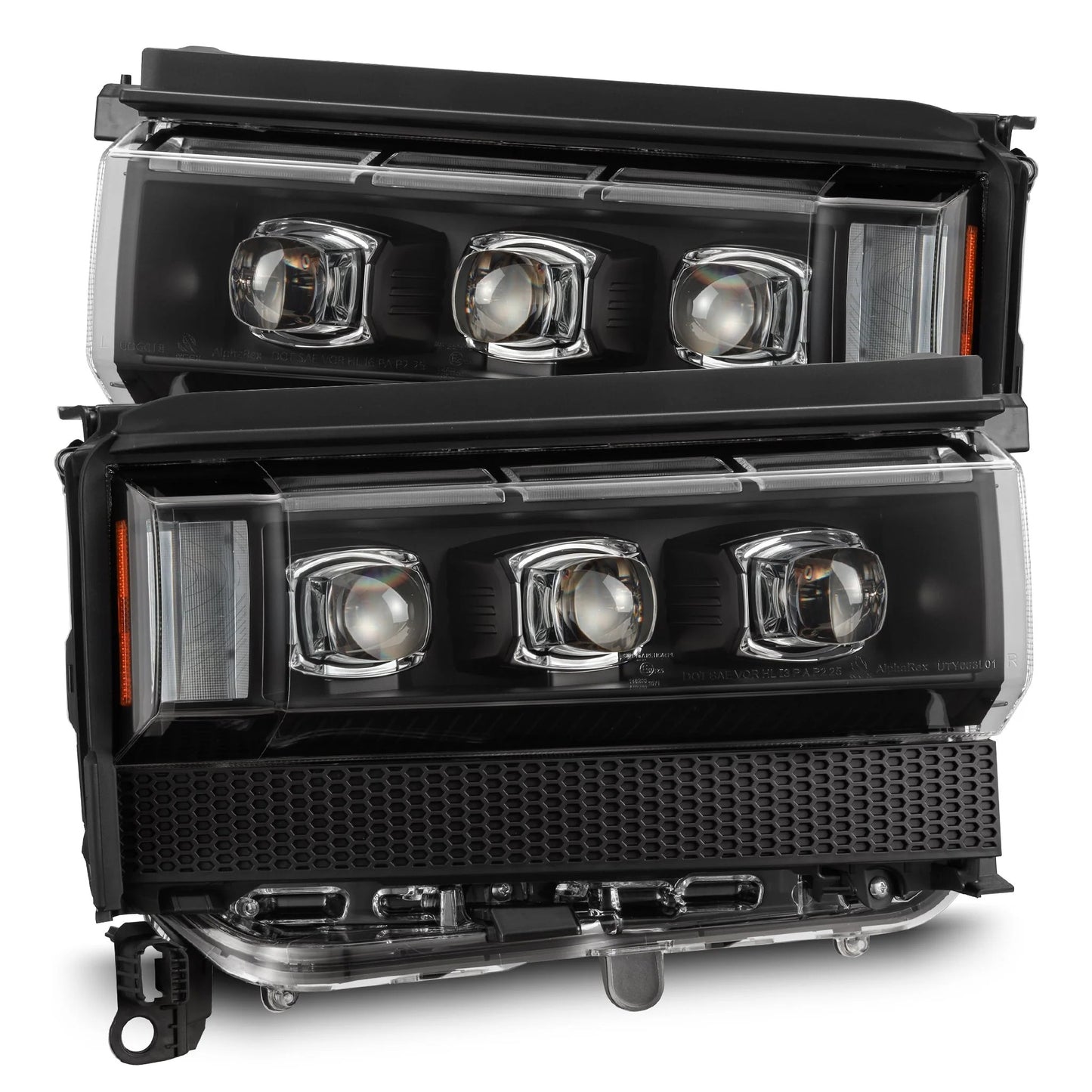 AlphaRex Black LED Projector Headlights w/ Activation Light, Switchback DRL & Sequential Signal for 2024-2026 Toyota Land Cruiser (AHL-TLC24-N-B)