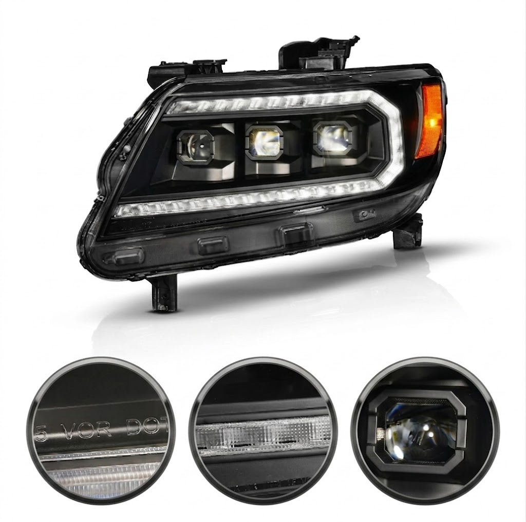 Anzo USA Black Full LED Projector Headlights w/ Sequential Bar & Activation Sequence for Chevrolet Colorado (2015-2022) — Pair | ANZ111634