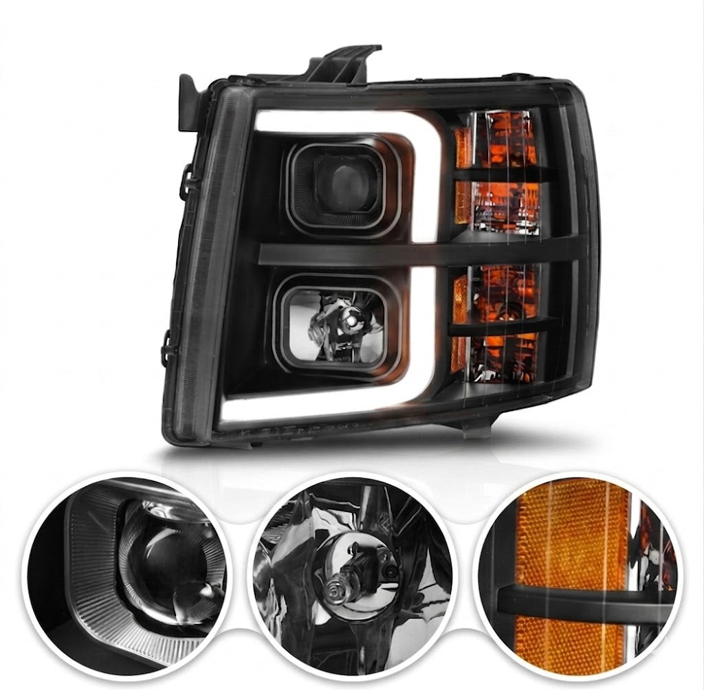 Anzo USA Black Dual Halo Projector Headlights for Chevrolet Silverado 2500HD & 3500HD (2007-2014) — Pair | ANZ111200
