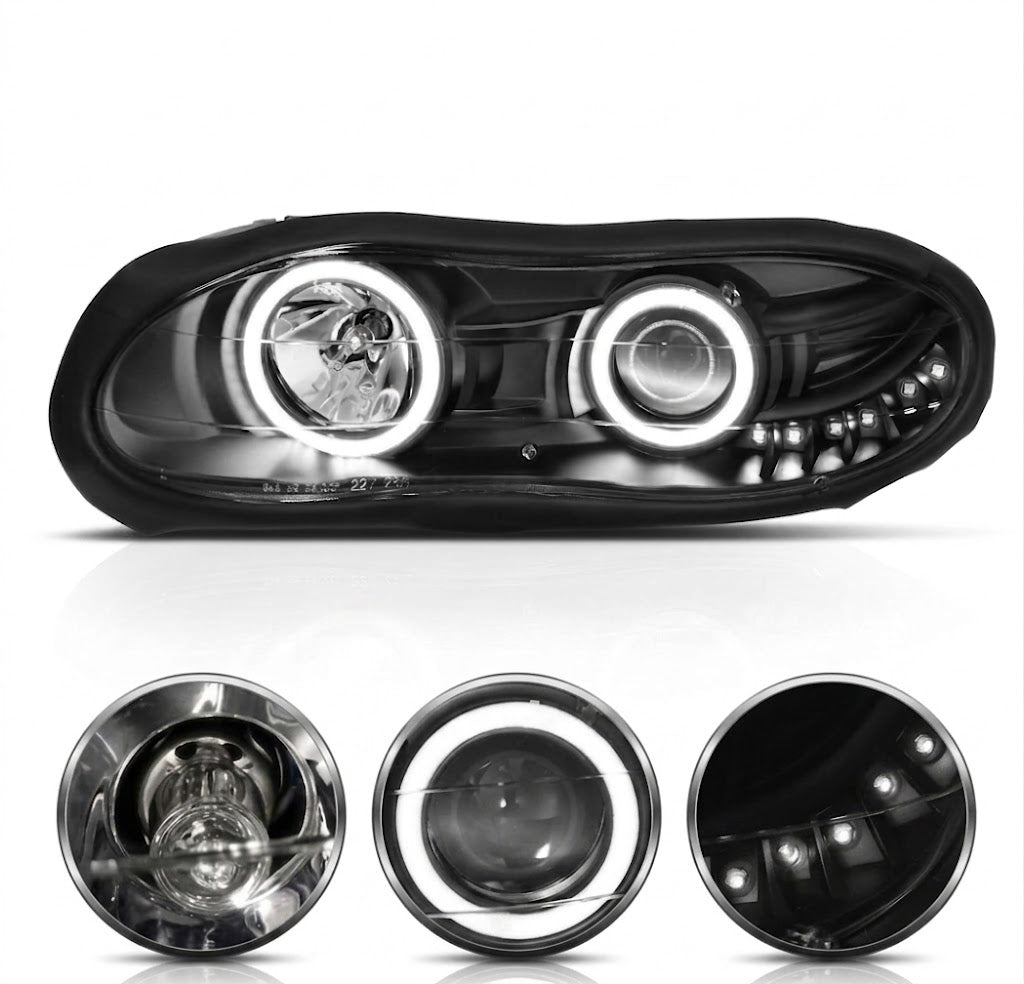Anzo USA Black Housing Projector Headlights w/ High-Intensity LED Halo for Chevrolet Camaro (1998-2002) — Pair | ANZ121160