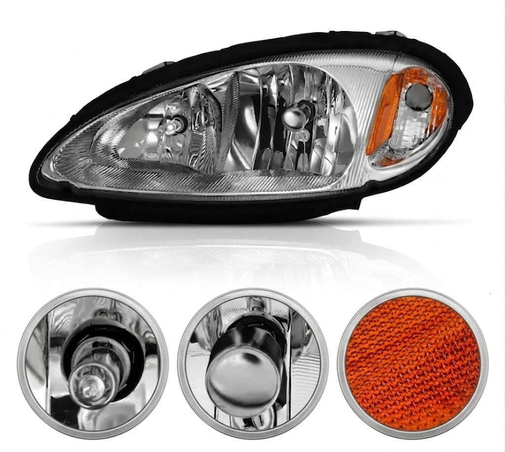 Anzo USA Chrome Crystal OE Style Replacement Headlights w/ Amber Turn Signal for Chrysler PT Cruiser (2001-2005) — Pair | ANZ111472