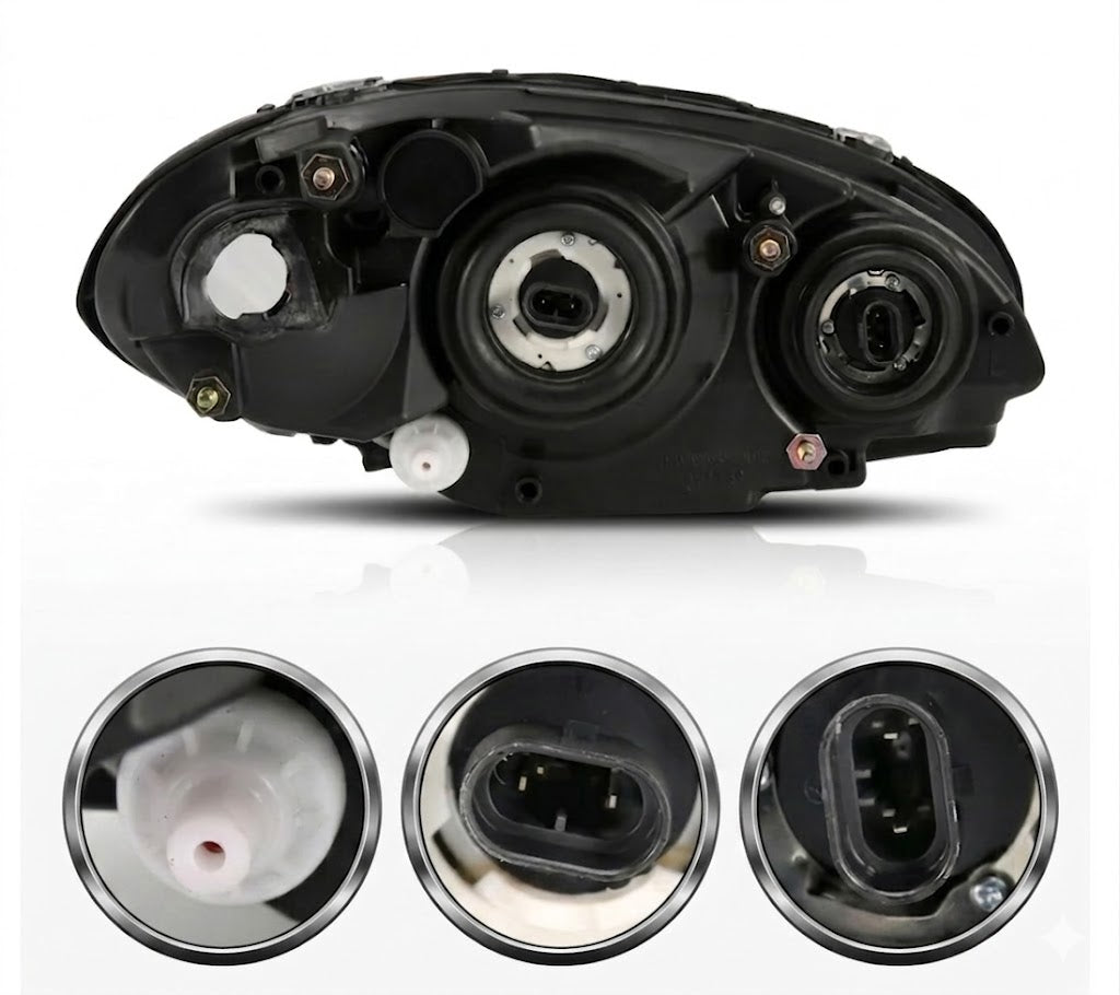 Anzo USA Chrome Crystal OE Style Replacement Headlights w/ Amber Turn Signal for Chrysler PT Cruiser (2001-2005) — Pair | ANZ111472
