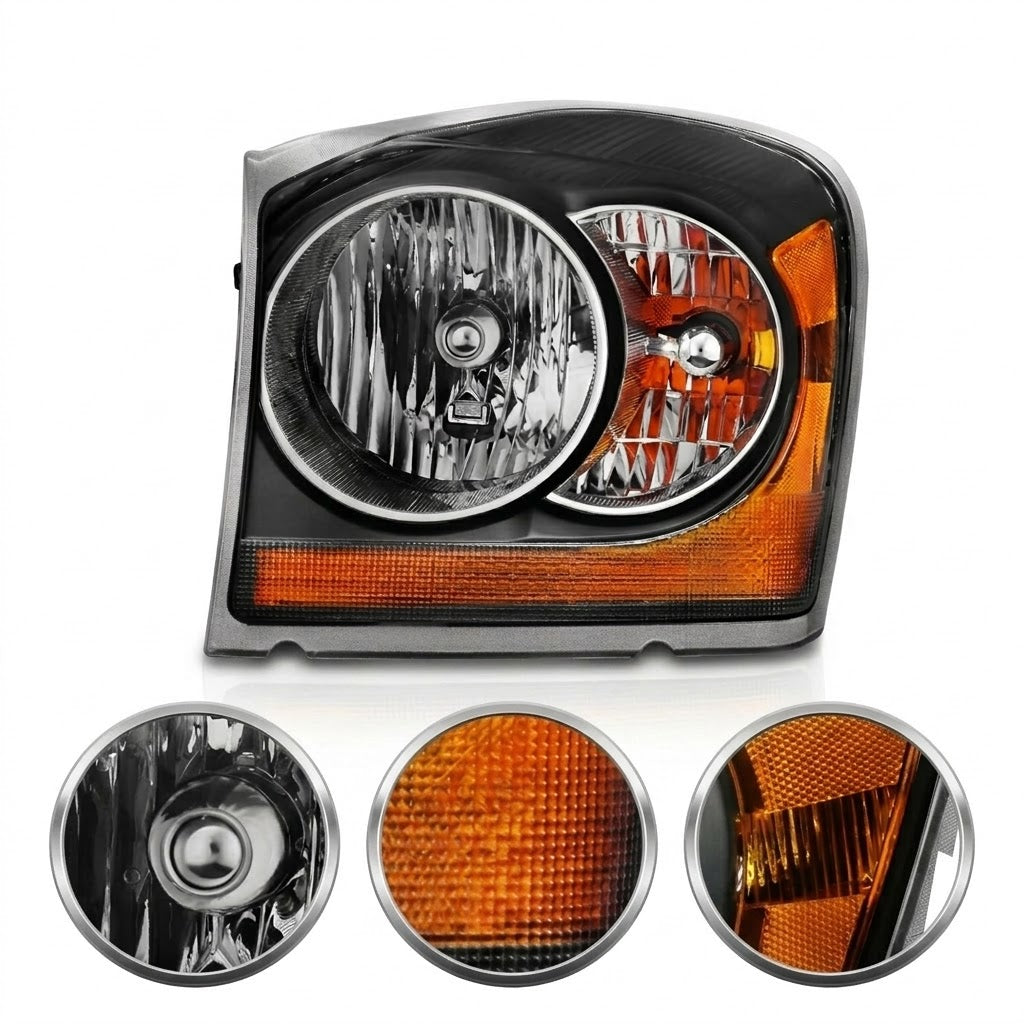 Anzo USA Black Housing Crystal Headlights with Clear Lens for Dodge Durango (2004-2006) — Pair | ANZ111110