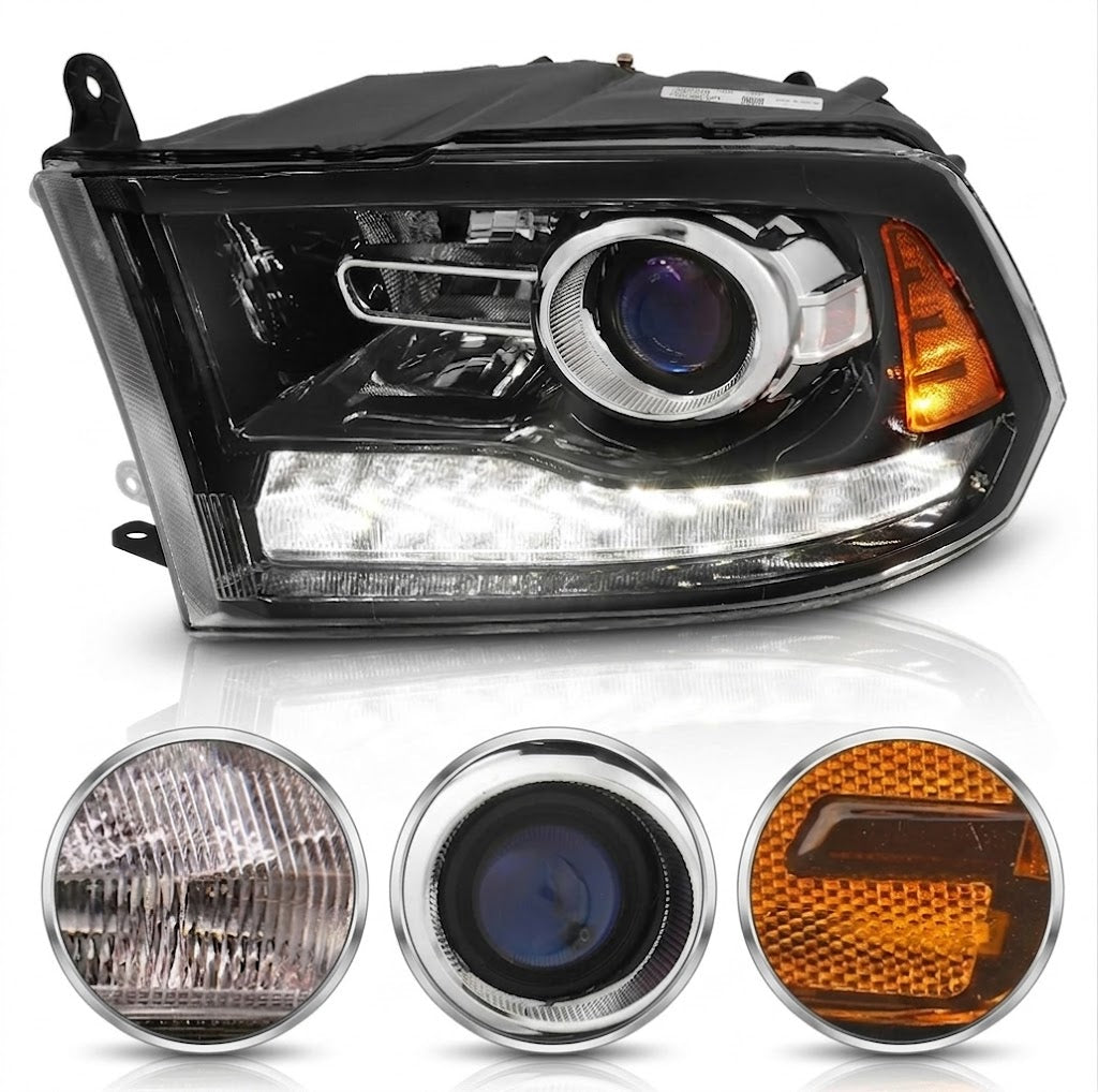 Anzo USA Gloss Black Housing Projector Plank Style Switchback LED Headlights w/ Halo for Dodge Ram — Pair |  ANZ111439