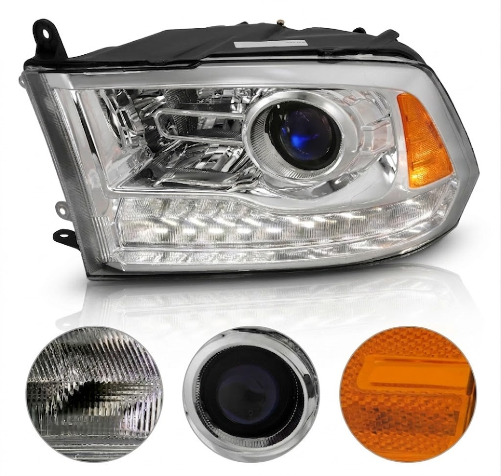 Anzo USA Chrome Housing Projector Plank Style Switchback LED Headlights w/ Halo for Dodge Ram 1500 (2009-2018) & 2500/3500 (2010-2018) — Pair | ANZ111440