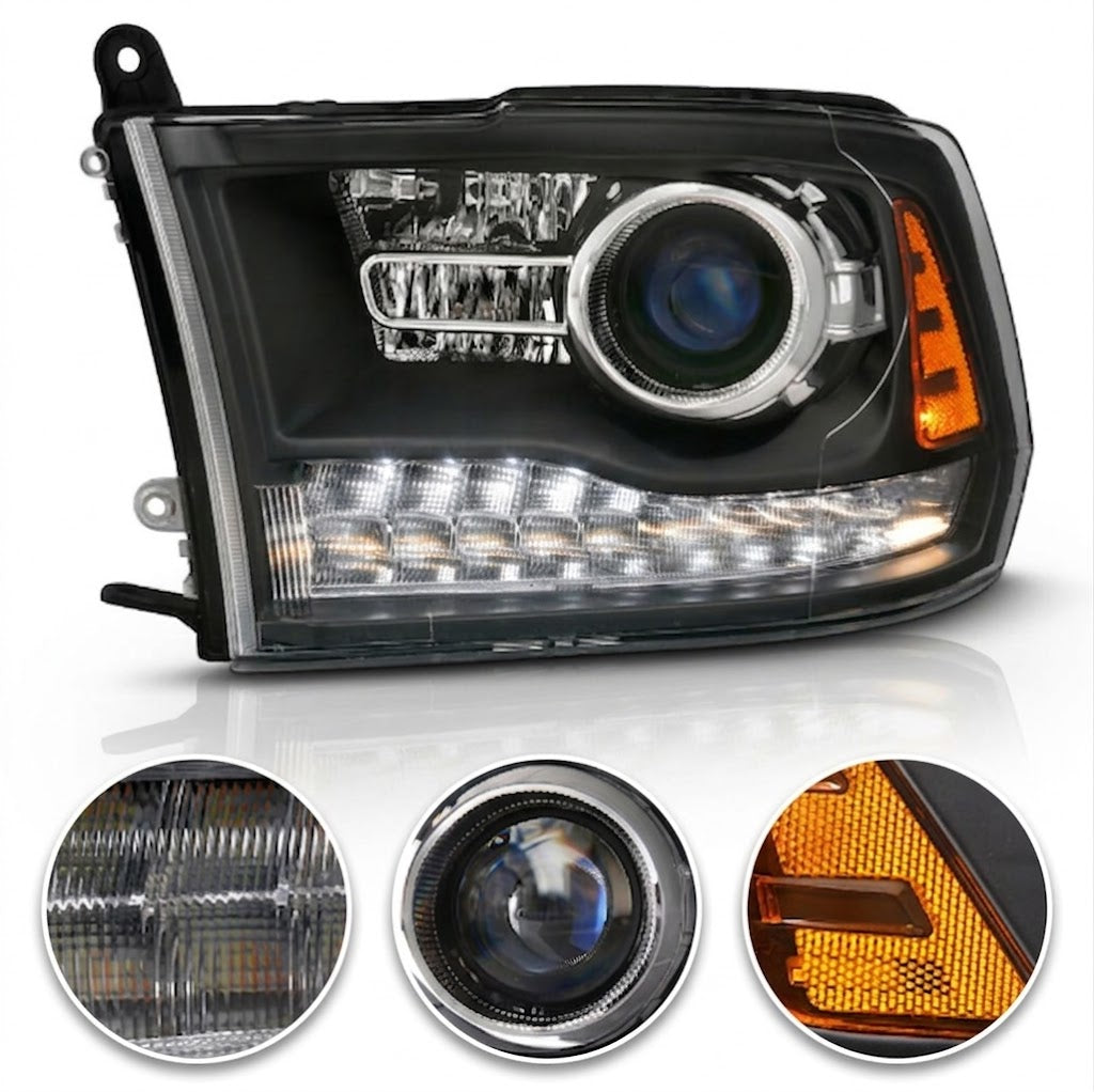 Anzo USA Matte Black Housing Projector Plank Style Switchback LED Headlights w/ Halo for Dodge Ram 1500 (2009-2018) & 2500/3500 (2010-2018) — Pair |  ANZ111489