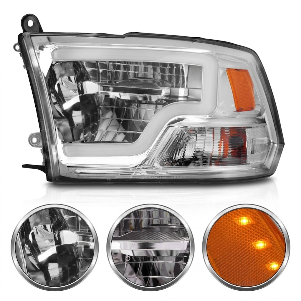 Anzo USA Chrome Housing Square LED Projector Crystal Bar Headlights for Dodge Ram 1500 (2009-2018) & 2500/3500 (2010-2018) w/o Factory Projectors — Pair |  ANZ111540