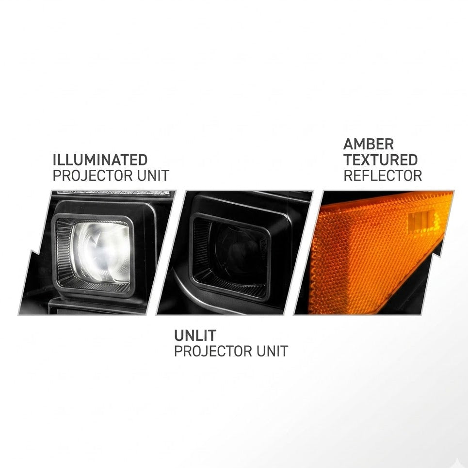 Anzo USA Black Projector LED Headlights Plank Style Sequential for Ford F-150 2018-2020 - ANZ111566