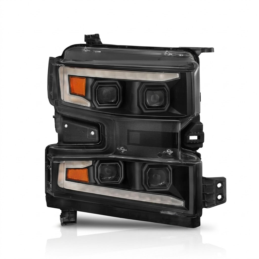 Anzo USA Black Projector LED Headlights Plank Style Sequential for Ford F-150 2018-2020 - ANZ111566