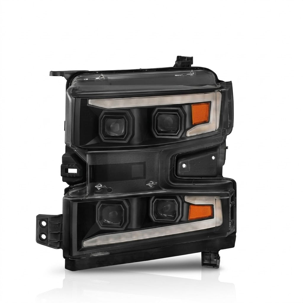Anzo USA Black Projector LED Headlights Plank Style Sequential for Ford F-150 2018-2020 - ANZ111566