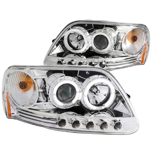 Anzo USA Black Crystal Headlights for Ford Expedition (1997-2002) & F-150 / F-250 (1997-1999) — Pair | Part # 111032