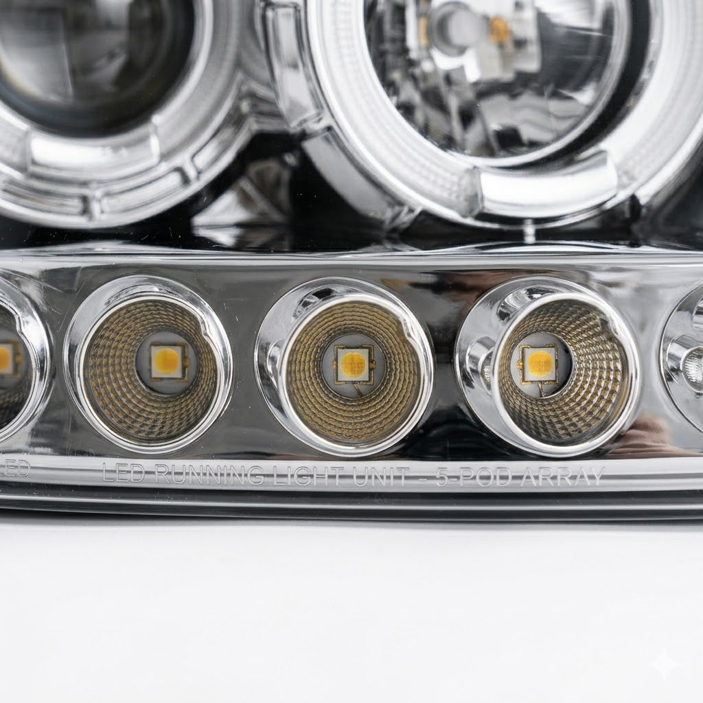 Anzo USA Black Crystal Headlights for Ford Expedition (1997-2002) & F-150 / F-250 (1997-1999) — Pair | Part # 111032
