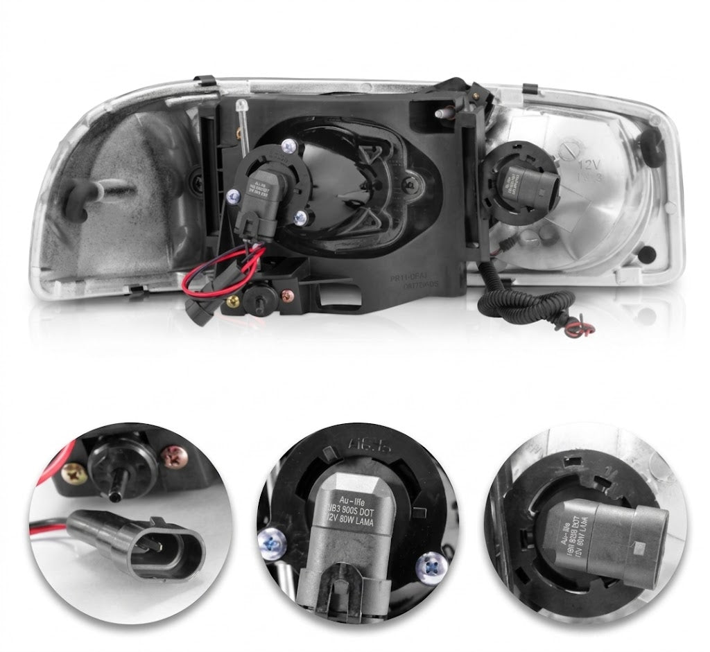 Anzo USA Black Housing Projector Headlights w/ U-Bar & LED Parking Lights for GMC Sierra (1999-2006), Yukon/XL (2000-2006) & Denali (2001-2006) — Pair | ANZ111303