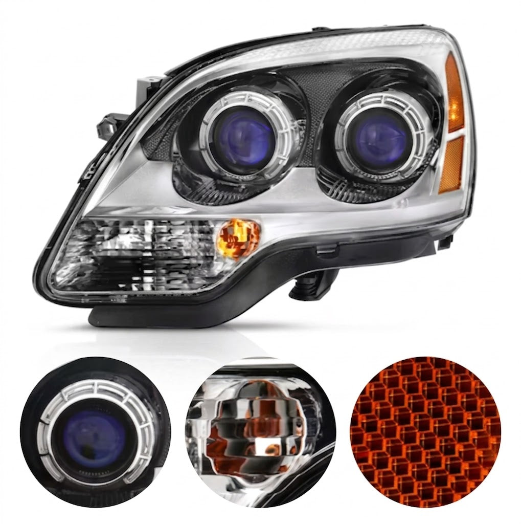 Anzo USA Chrome Crystal OE Style Replacement Headlights w/ LED Side Marker for GMC Acadia (2007-2012) — Pair | ANZ111476