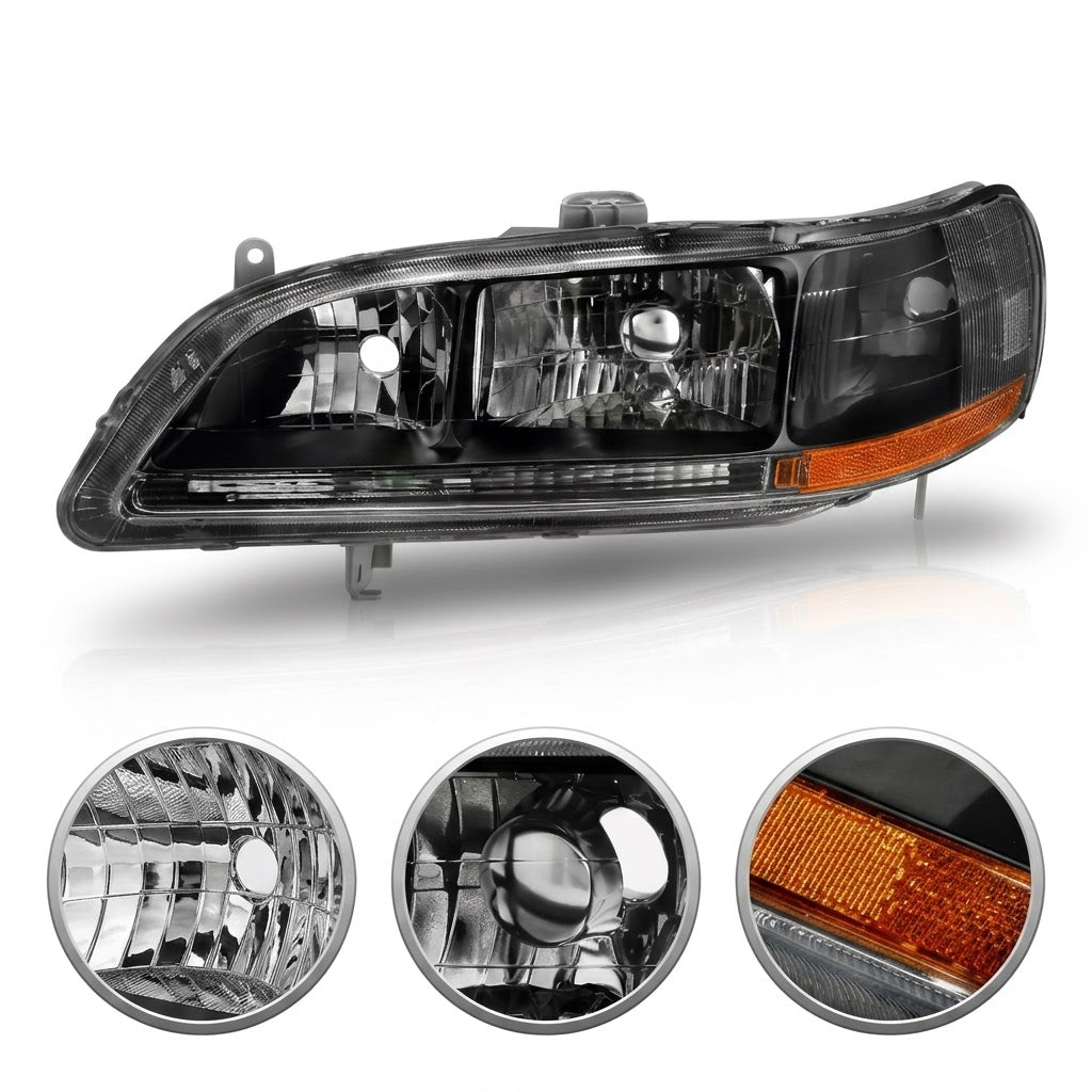Anzo USA Black Housing Crystal Headlights Clear Lens for Honda Accord (1998-2002) ANZ121052