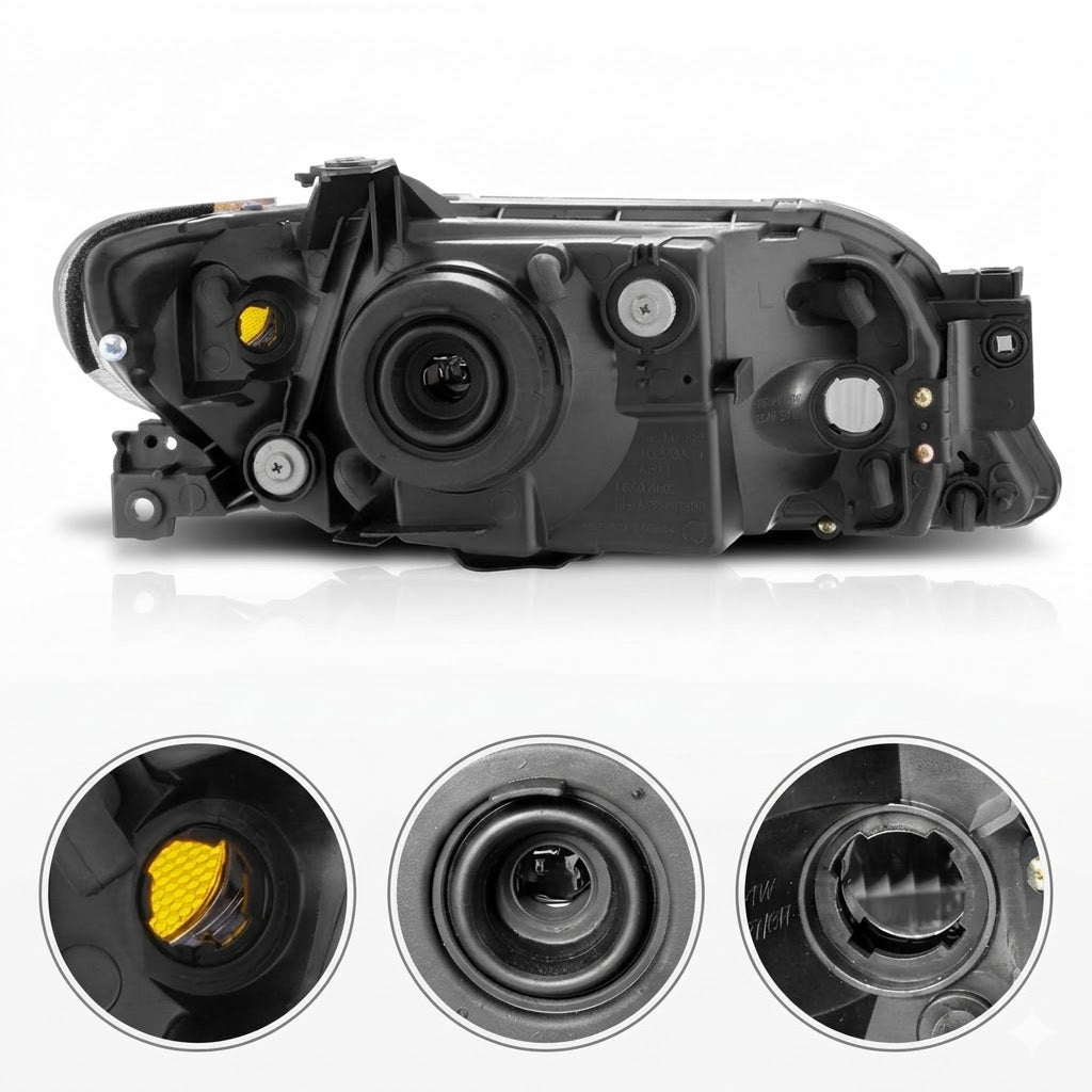 Anzo USA Black Housing Crystal Headlights Clear Lens Pair for Mazda Protege (2001-2003)  ANZ121107