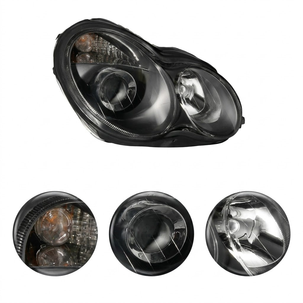 Anzo USA Black Housing Projector Headlights w/ Clear Lens Pair for Mercedes-Benz C-Class W203 4-Door Sedan (2001-2007)  ANZ121079