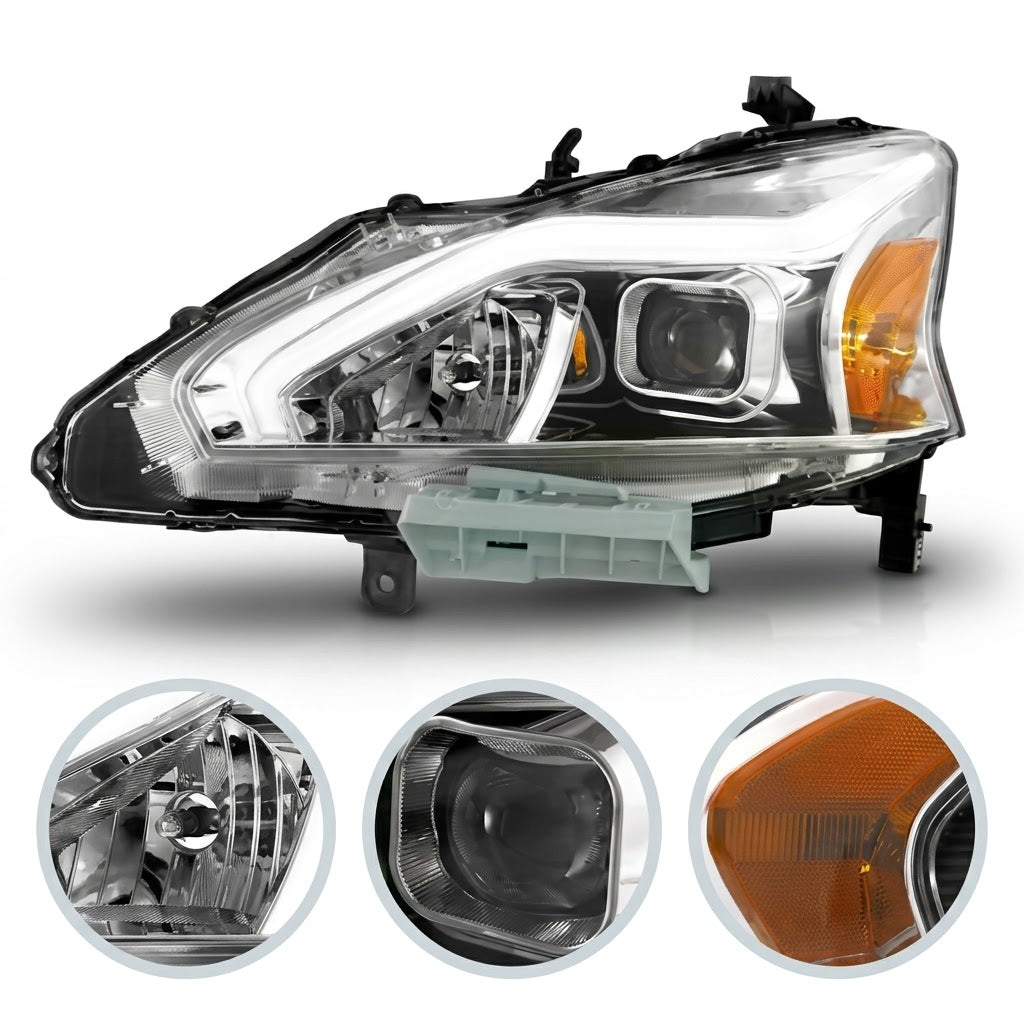 Anzo USA Chrome Housing Projector Headlights w/ Integrated Light Bar for Nissan Altima (2013-2015) ANZ121570