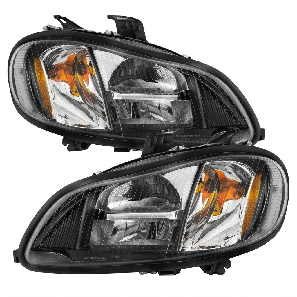 Sequential LED Projector Headlights Matte Black for Peterbilt 386/387 (Pair) — Ref: ANZ131030