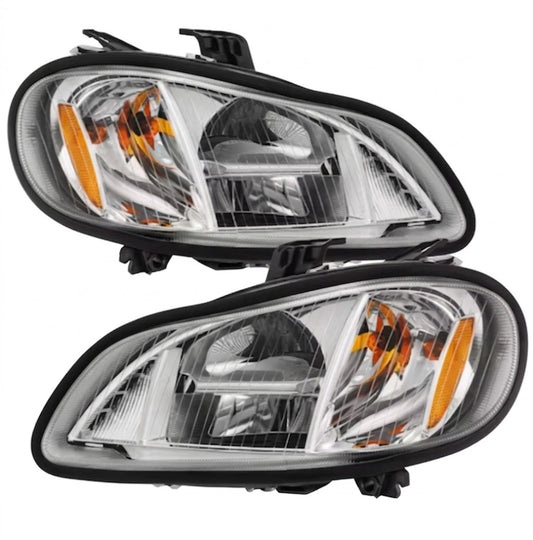 Sequential LED Projector Headlights Brilliant Chrome for Peterbilt 386/387 (Pair) — Ref: ANZ131031