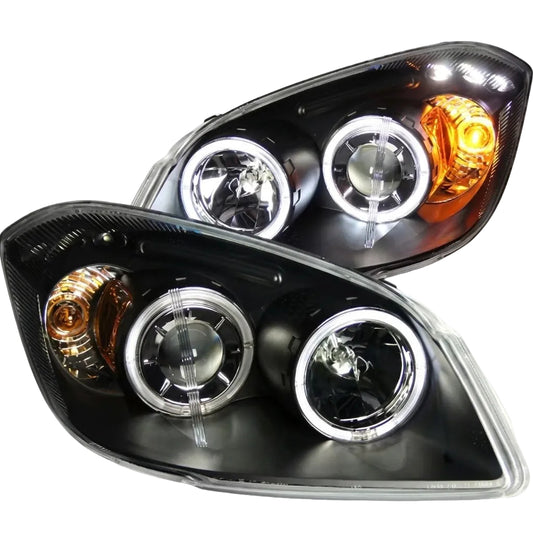 Anzo USA Black Projector Headlights w/ Halo & LED Accents for Chevrolet Cobalt (2005-2010) — Pair | ANZ121344