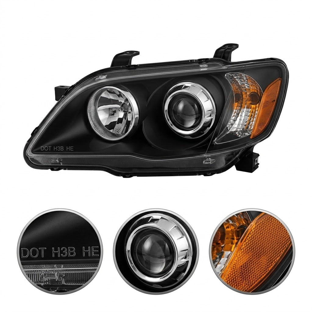Anzo USA Black Housing Crystal Headlights w/ Amber Reflector for Toyota Corolla (2009-2010)  ANZ121541